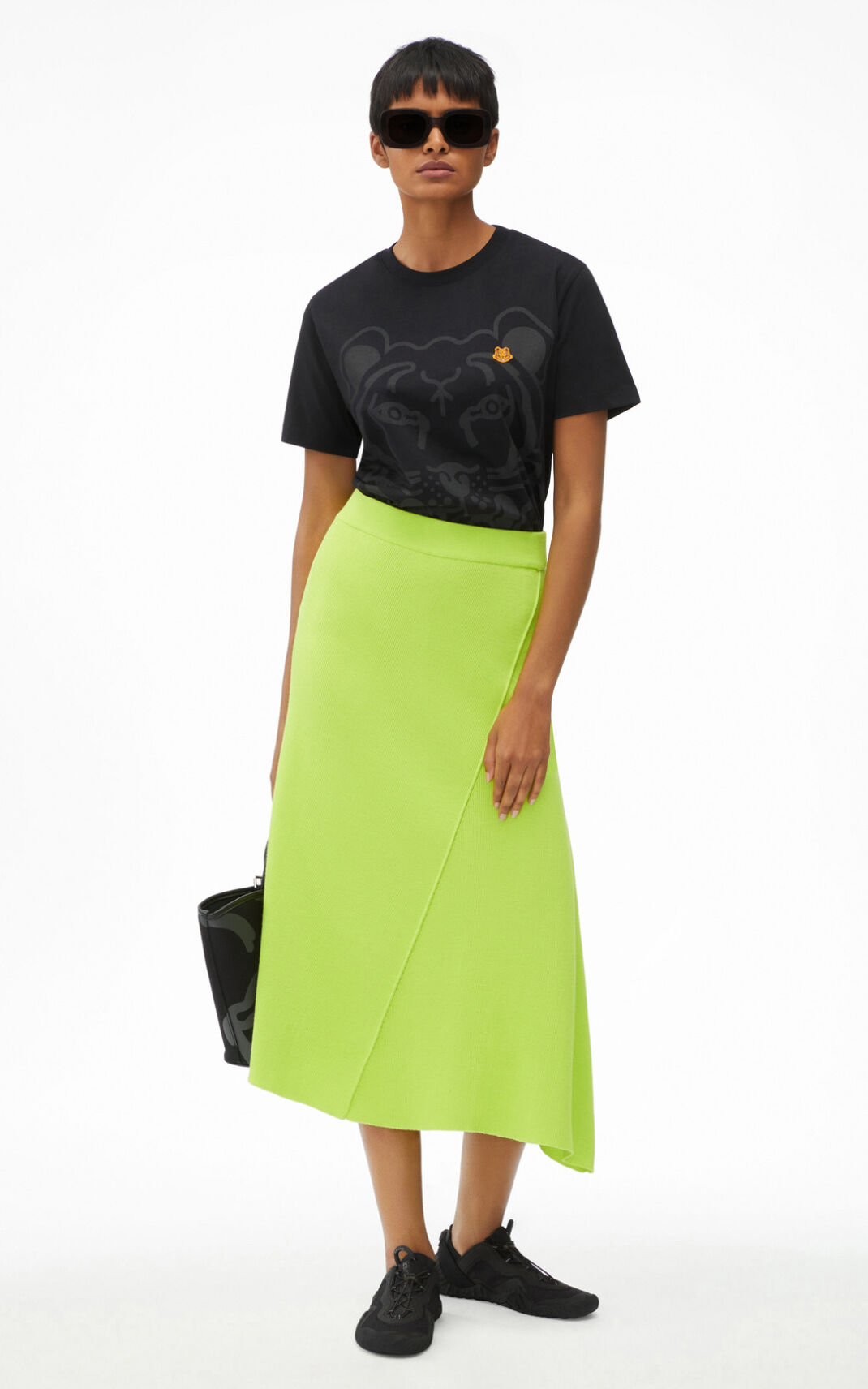 Kenzo Asymmetrical Midi Ženska Krilo Svetlo Zelena SI-2663626